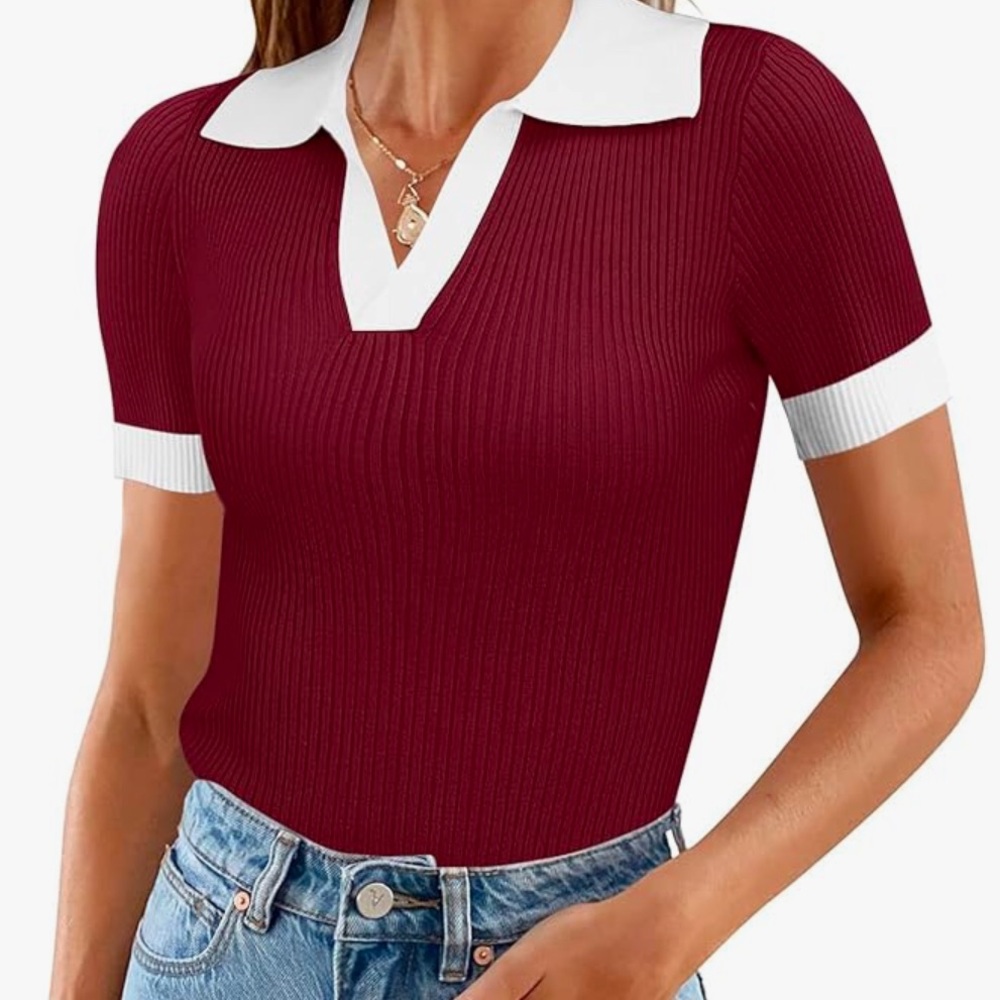 Summer V-Neck Short Sleeve Fitted Top